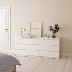 Credenza bianco lucida 153x50x68h cm 6 cassetti - Joyce