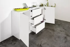 Credenza bianco lucida 160x41x86h cm 2 ante e 3 cassetti - Aysha