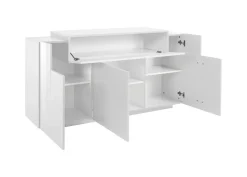 Cucina|Madie > Dmora Credenza bianco lucida 162x44x86h cm 4 ante - Augusto Bianco Lucido