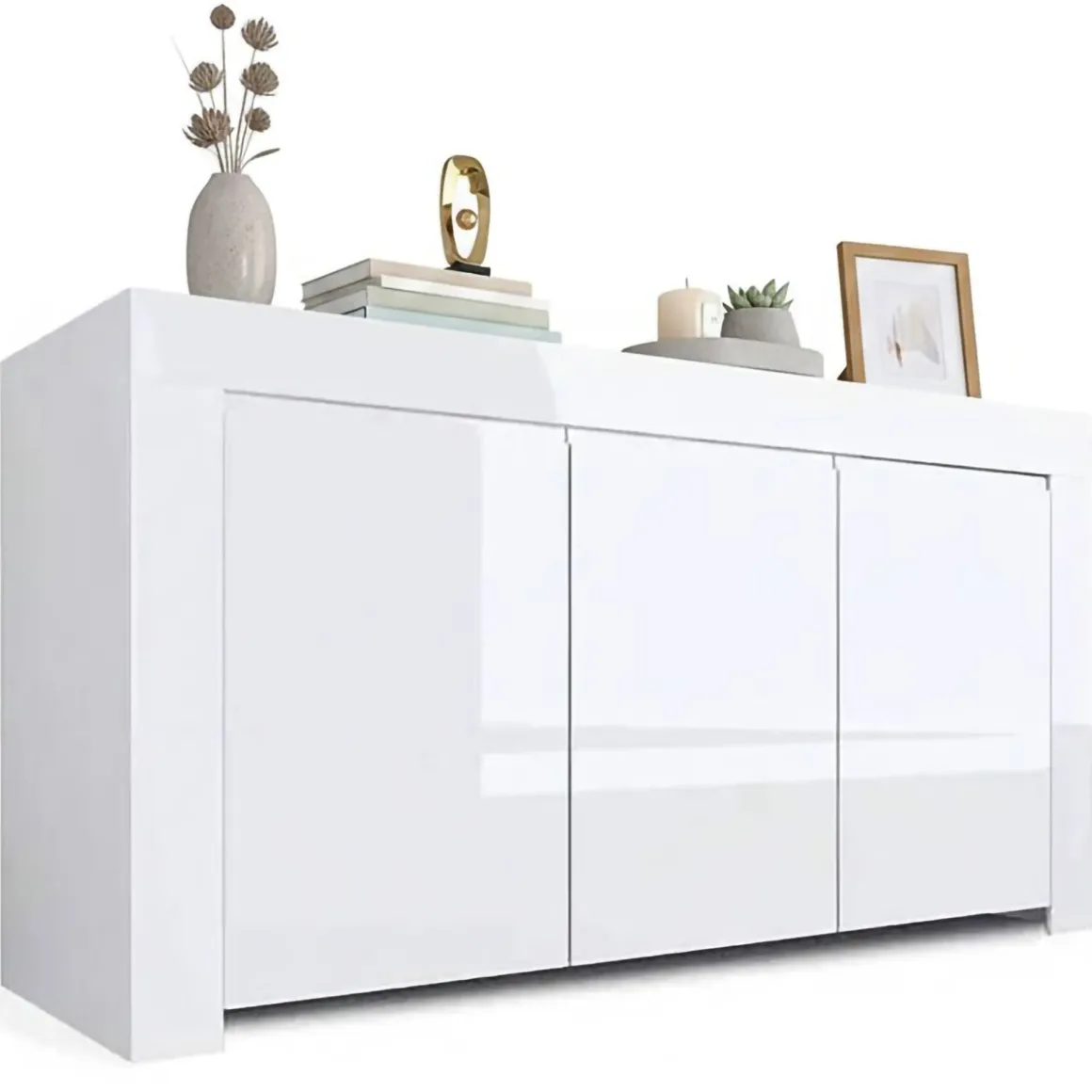 Credenza bianco lucida 162x50x83h cm 3 ante - Zenobia