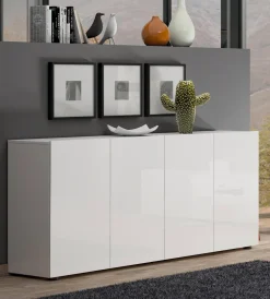 Credenza bianco lucida 180x38x79h cm 4 ante - Amacord