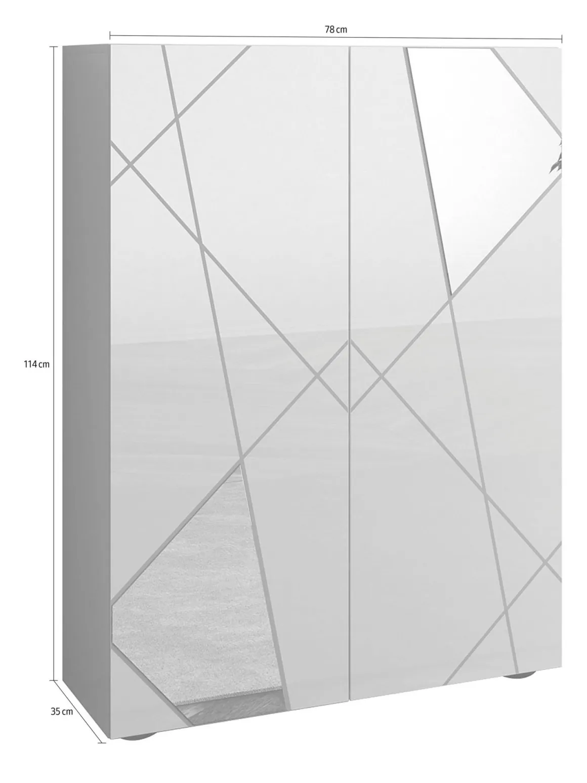 Credenza Bianco Lucido 4 Ripiani 5 Vani 78x36x115.5h cm, 2 Ante - Itala