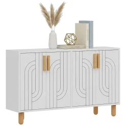 Credenza Bianco Marrone Rovere 2 Ripiani 4 Ante 120x30x74h cm, 4 Vani - Venerina