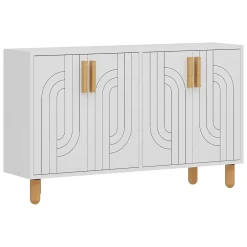 Credenza Bianco Marrone Rovere 2 Ripiani 4 Ante 120x30x74h cm, 4 Vani - Venerina