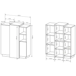 Madie|Credenze > Dmora Credenza Bianco Marrone Rovere Nodi un Cassetto 2 Ripiani 119x33x80.5h cm, Apertura Battente e Scorrevole - Sanza Marrone, Bianco Rovere Nodi