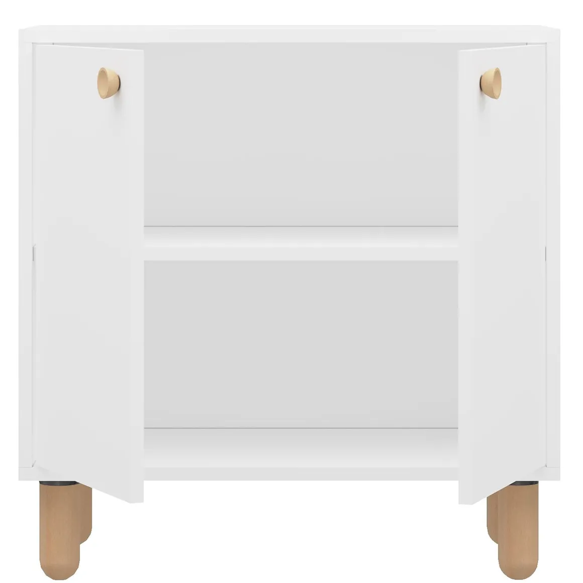 Credenza Bianco Marrone Rovere un Ripiano 2 Ante 72x36x73h cm, 2 Vani - Pontida