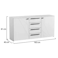 Credenze > Dmora Credenza Bianco Nero 2 Ripiani un Cassetto 116x35x78h cm, 3 Ante - Djanet Nero, Bianco