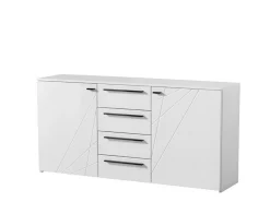 Credenze > Dmora Credenza Bianco Nero 2 Ripiani un Cassetto 116x35x78h cm, 3 Ante - Djanet Nero, Bianco