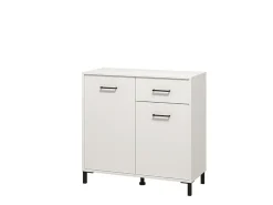 Credenza Bianco Nero 2 Ripiani un Cassetto 93x40x90h cm, 2 Ante - Laerruu