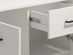 Credenza Bianco Nero 2 Ripiani un Cassetto 93x40x90h cm, 2 Ante - Laerruu