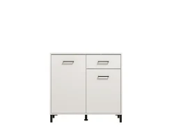 Credenza Bianco Nero 2 Ripiani un Cassetto 93x40x90h cm, 2 Ante - Laerruu