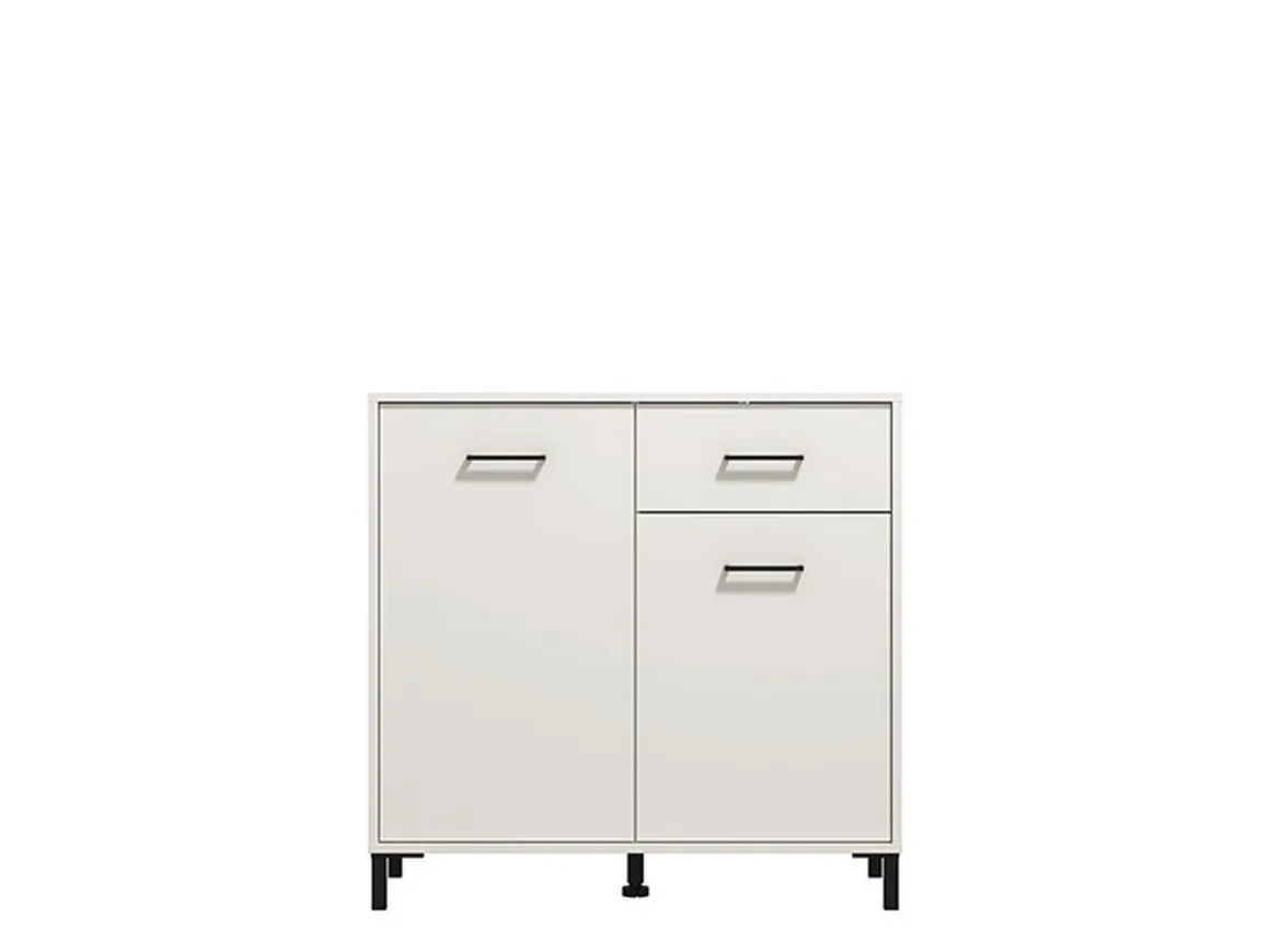 Credenza Bianco Nero 2 Ripiani un Cassetto 93x40x90h cm, 2 Ante - Laerruu