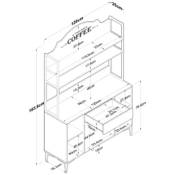 Madie|Credenze > Dmora Credenza Bianco Nero 5 Ripiani 3 Cassetti 90x40x199h cm, 2 Ante - Solofra Nero, Bianco