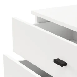 Credenza Bianco Opaco 3 Cassetti un Ripiano 77x35x78h cm, Apertura Scorrevole - Mindo