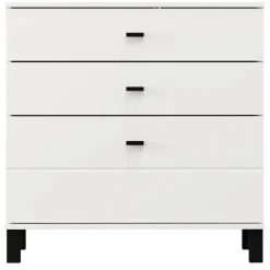 Credenza Bianco Opaco 3 Cassetti un Ripiano 77x35x78h cm, Apertura Scorrevole - Mindo