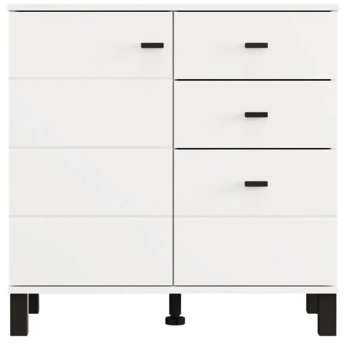 Credenza Bianco Opaco Nero 3 Cassetti 2 Ripiani 77x35x78h cm, Apertura Battente, Scorrevole - Ollant
