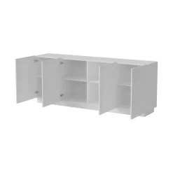 Credenza Bianco 4 Ripiani 4 Ante 200x40x78h cm, 8 Vani - Masainas