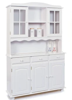 Madie|Credenze > Dmora Credenza 6 Ripiani 3 Cassetti 130x32x198h cm, 5 Ante - Presezzo Bianco