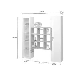 Madie|Credenze > Dmora Credenza 14 Ripiani 19 Vani 40x30x180h cm, 2 Ante - Colonno Bianco