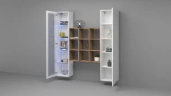 Madie|Credenze > Dmora Credenza 14 Ripiani 19 Vani 40x30x180h cm, 2 Ante - Colonno Bianco