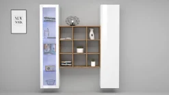 Madie|Credenze > Dmora Credenza 14 Ripiani 19 Vani 40x30x180h cm, 2 Ante - Colonno Bianco