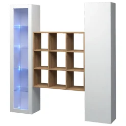 Madie|Credenze > Dmora Credenza 14 Ripiani 19 Vani 40x30x180h cm, 2 Ante - Colonno Bianco