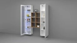 Credenza Bianco 8 Ripiani 16 Vani 40x30x180h cm, 2 Ante - Rimella
