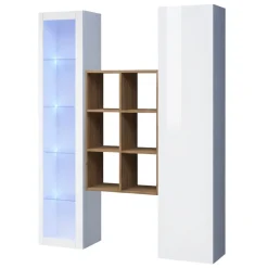 Credenza Bianco 8 Ripiani 16 Vani 40x30x180h cm, 2 Ante - Rimella