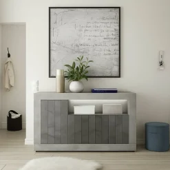 Credenza cemento e ardesia 138x42x86h cm 3 ante - Dolphin