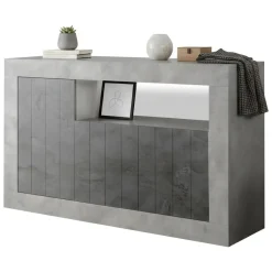 Credenza cemento e ardesia 138x42x86h cm 3 ante - Dolphin