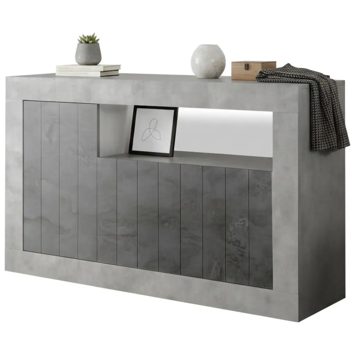 Credenza cemento e ardesia 138x42x86h cm 3 ante - Dolphin