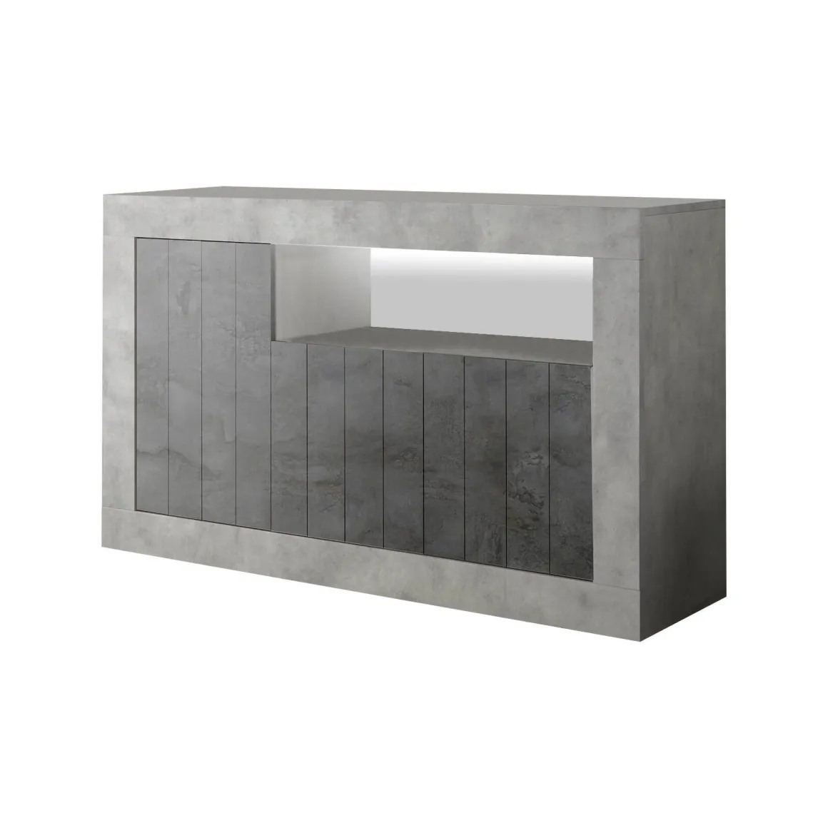 Credenza cemento e ardesia 138x42x86h cm 3 ante - Dolphin