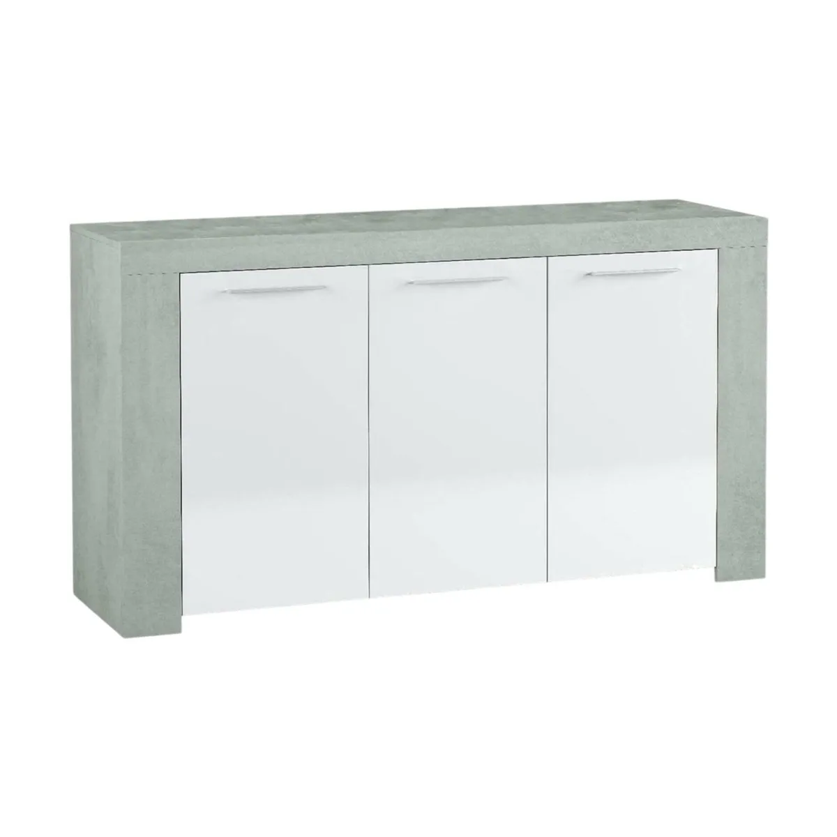 Cucina|Madie > Dmora Credenza cemento e bianca porta bicchieri 144x42x80h cm 3 ante - Amaculi Bianco, Grigio Cemento