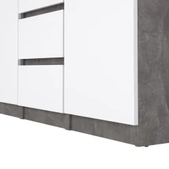 Credenza cemento e bianco lucida 120x50x90h cm 2 ante e 4 cassetti - Angelika