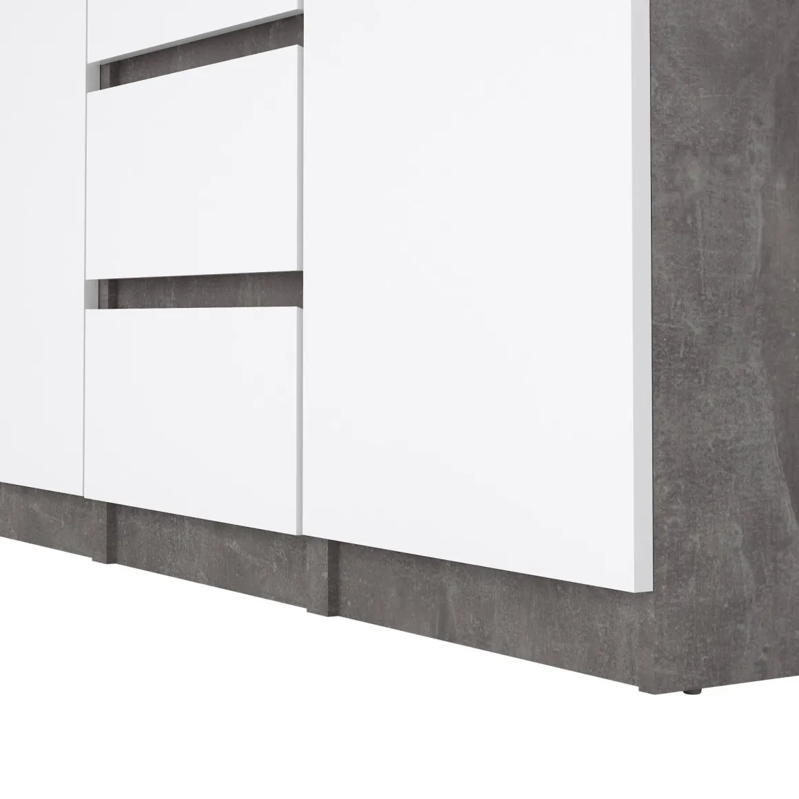 Credenza cemento e bianco lucida 120x50x90h cm 2 ante e 4 cassetti - Angelika