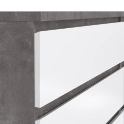 Credenza cemento e bianco lucida 153x50x70h cm 6 cassetti - Abacadabra