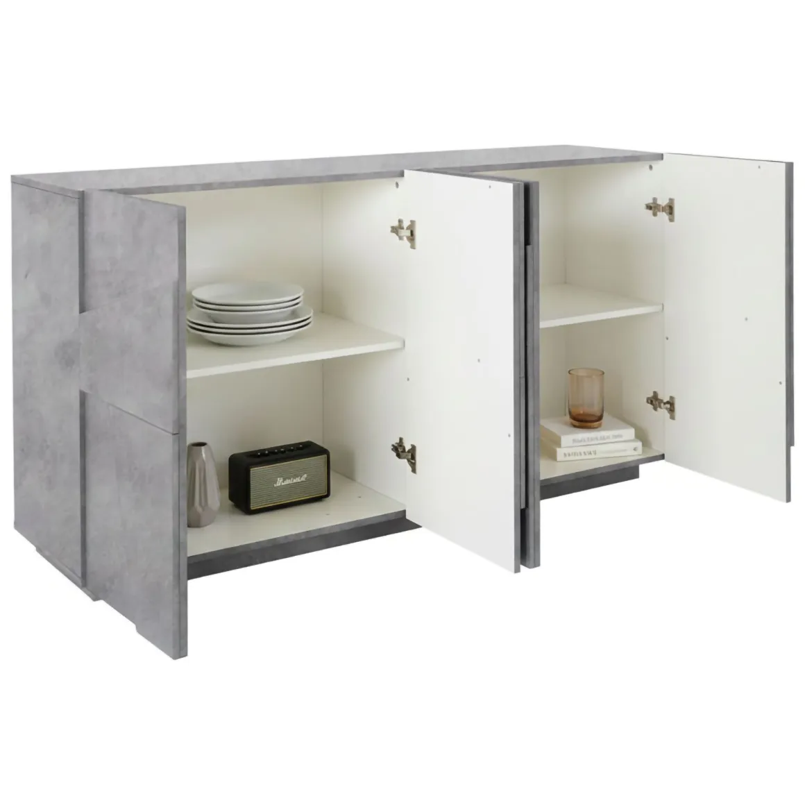 Credenza cemento 162x44x86h cm 4 ante - Augusto