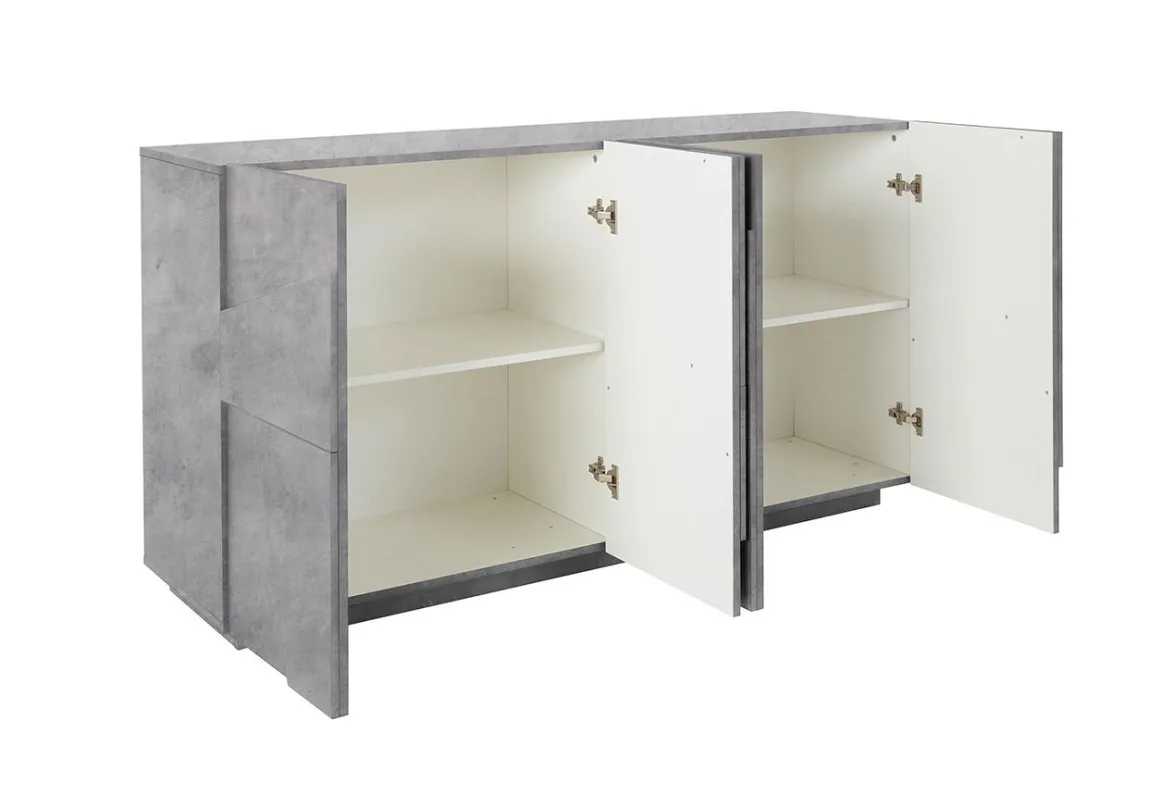 Credenza cemento 162x44x86h cm 4 ante - Augusto
