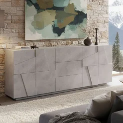 Credenza cemento 224x44x86h cm 4 ante e 3 cassetti - Zeus