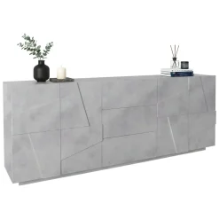 Credenza cemento 224x44x86h cm 4 ante e 3 cassetti - Zeus