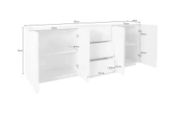 Credenza cemento 224x44x86h cm 4 ante e 3 cassetti - Zeus
