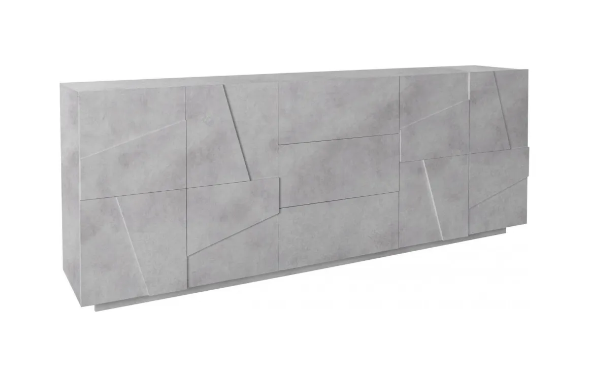 Credenza cemento 224x44x86h cm 4 ante e 3 cassetti - Zeus