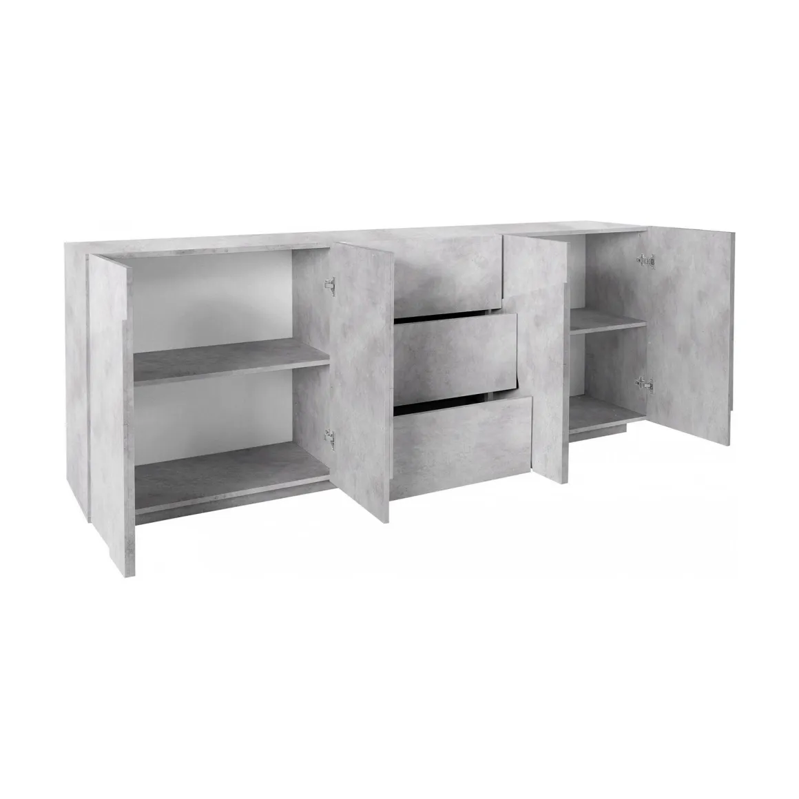 Credenza cemento 224x44x86h cm 4 ante e 3 cassetti - Zeus
