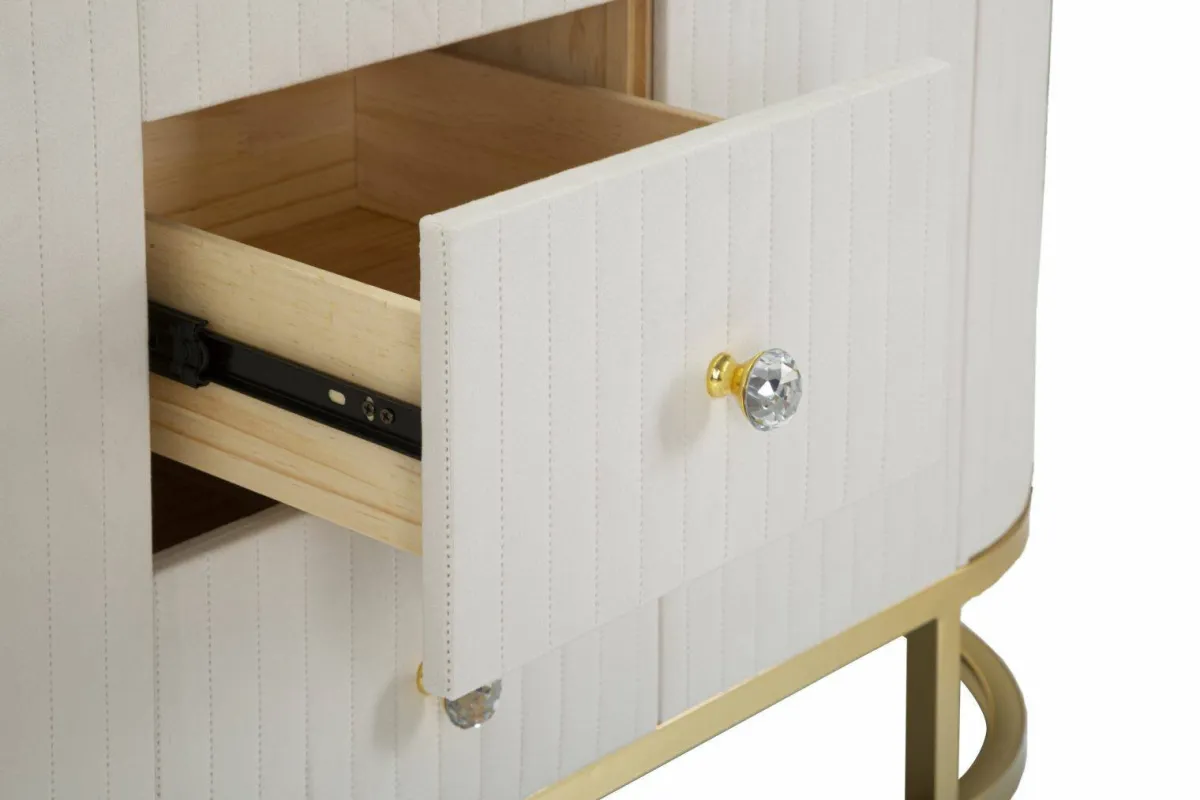 Madie|Credenze > Dmora Credenza crema e bianca 120x40x85h cm 2 ante e 4 cassetti - Lodovico Bianco, Bianco Crema