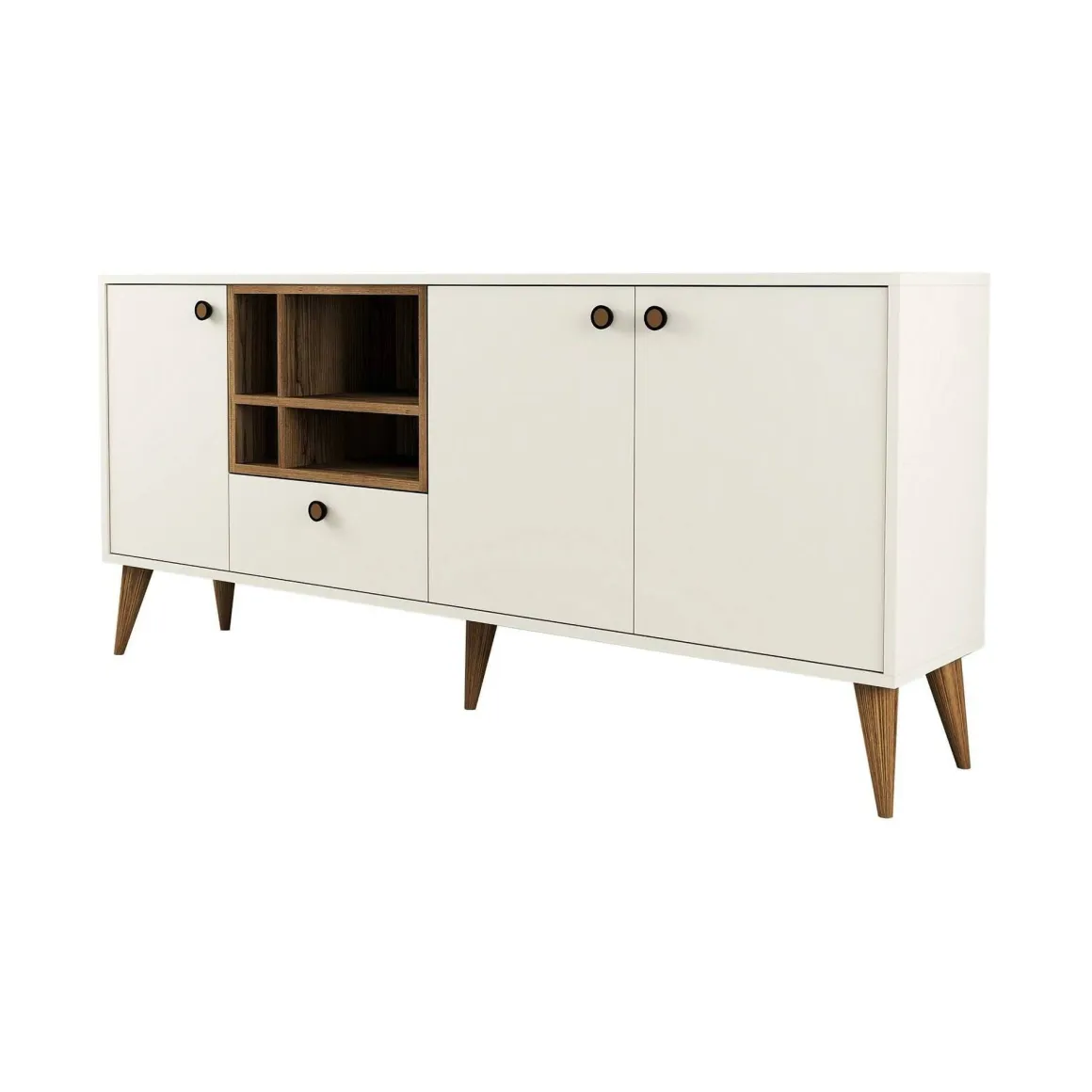 Credenza crema 180x35x81h cm 3 ante e 1 cassetto - Lucertola