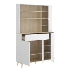 Cucina|Madie > Dmora Credenza cucina bianca e rovere 80x40x102h cm 2 ante - Altai Marrone, Bianco Rovere