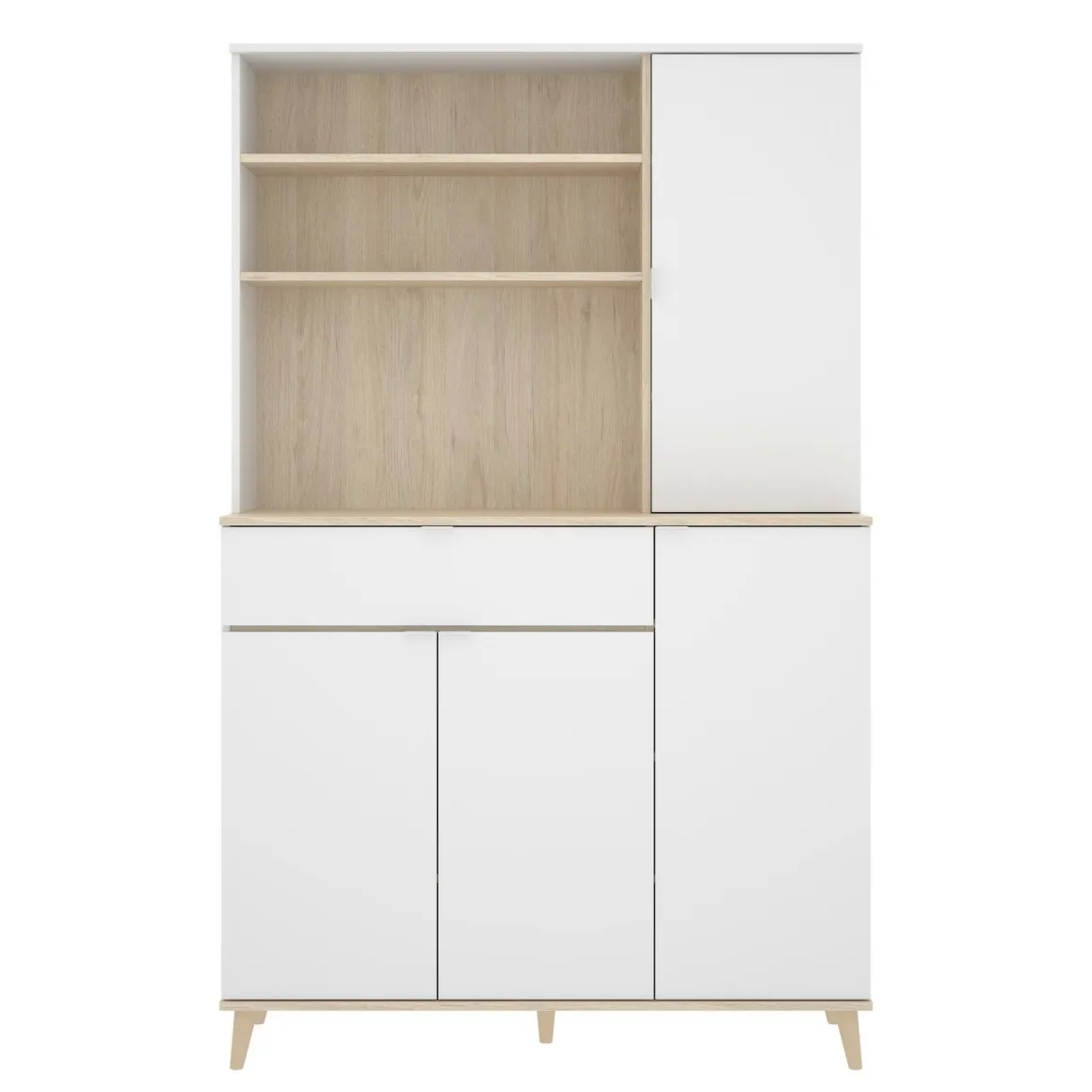 Cucina|Madie > Dmora Credenza cucina bianca e rovere 80x40x102h cm 2 ante - Altai Marrone, Bianco Rovere
