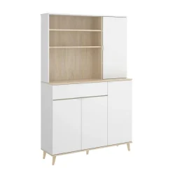 Cucina|Madie > Dmora Credenza cucina bianca e rovere 80x40x102h cm 2 ante - Altai Marrone, Bianco Rovere