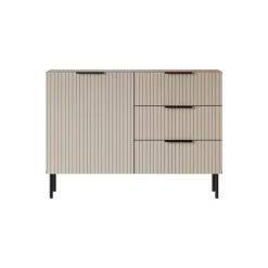 Madie|Credenze > Dmora Credenza Grado, 104x42 h75 cm, Noce e Beige Beige Cashmere, Marrone Noce