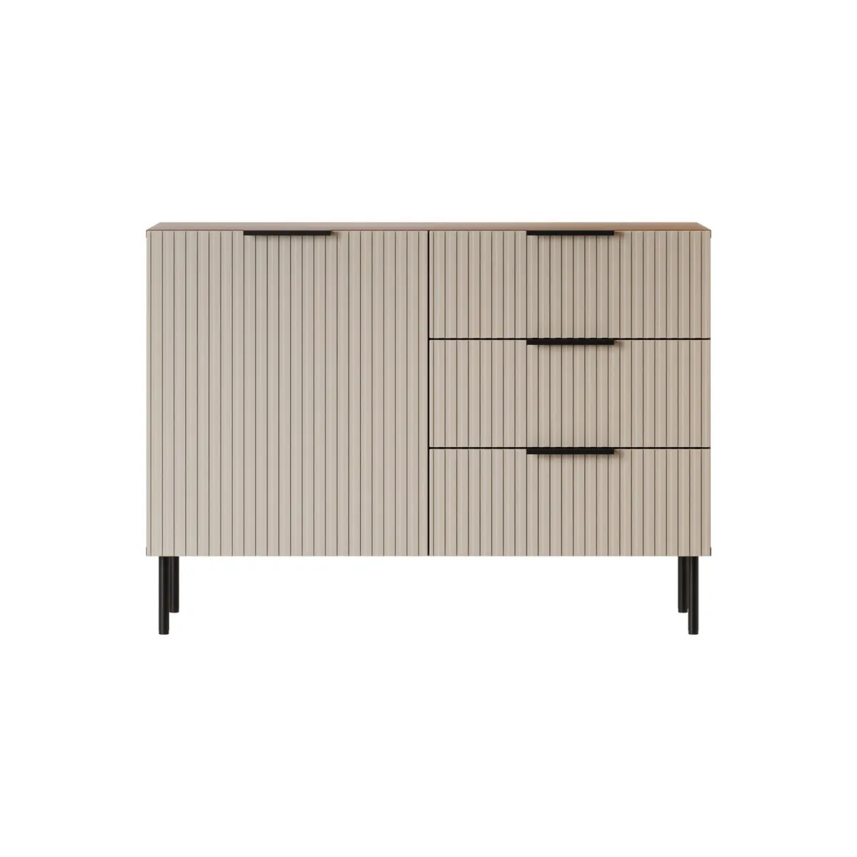 Madie|Credenze > Dmora Credenza Grado, 104x42 h75 cm, Noce e Beige Beige Cashmere, Marrone Noce